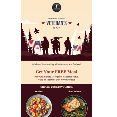 Veterans Day Restaurant Sale